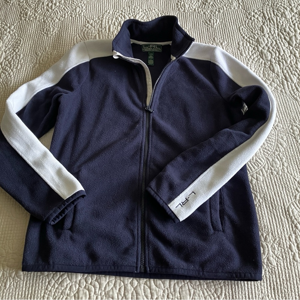 Like New Ralph Lauren navy/white polar fleece jacket